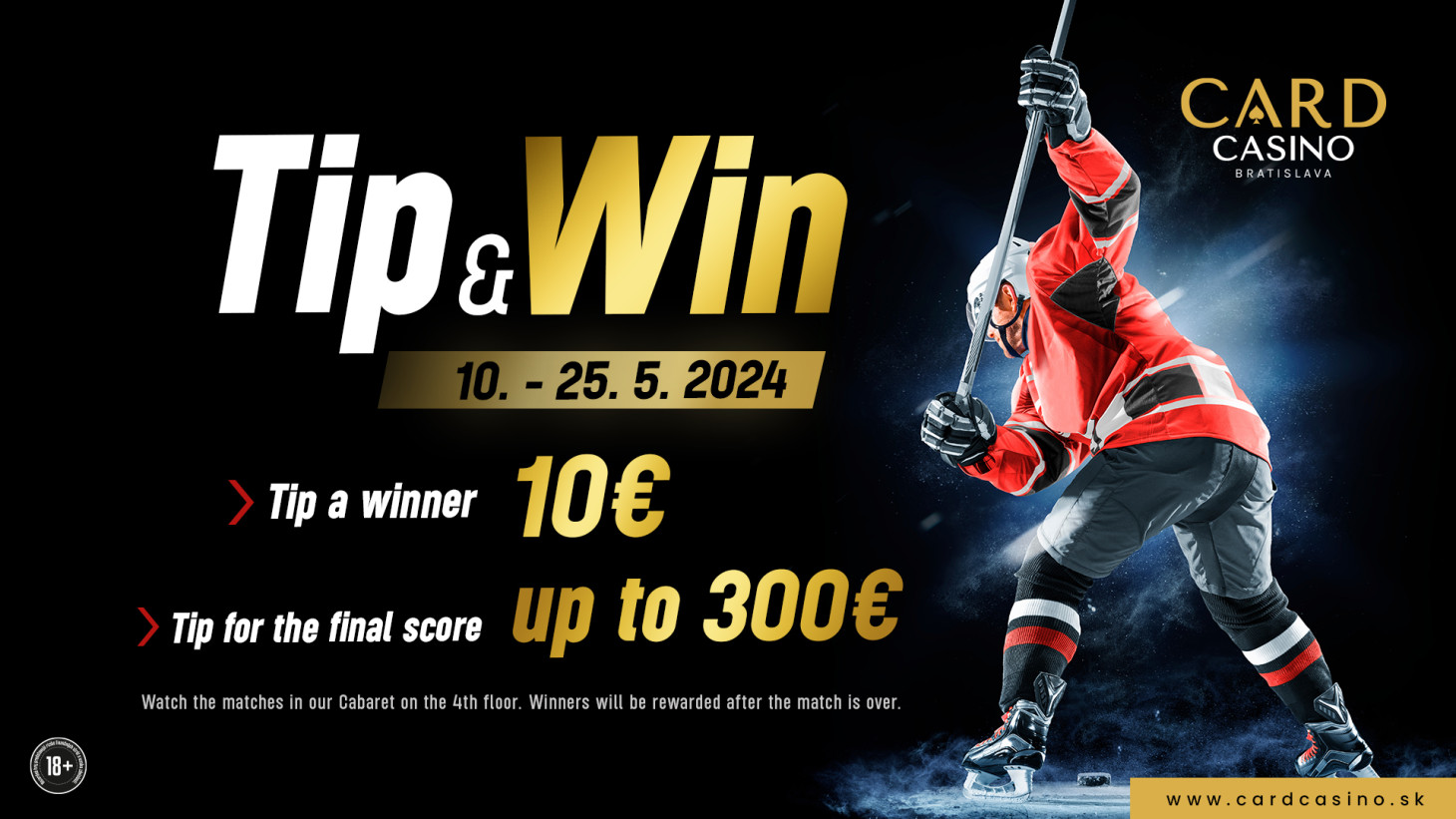 Watch and tip on the World Championship in the casino and win hundreds of euros